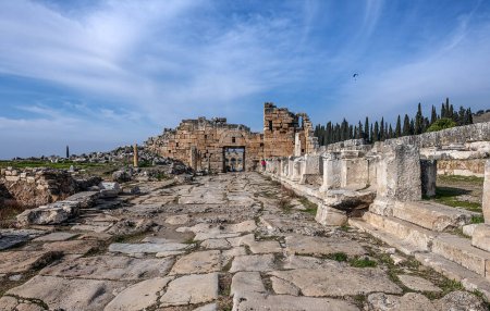 Photo for Standing in all its glory next to the Pamukkale Travertines, the Ancient City of Hierapolis and the travertines are on the UNESCO World Cultural and Natural Heritage List. - Royalty Free Image