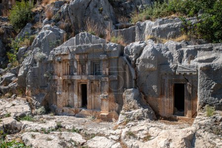 Photo for Myra Ancient City is especially famous for its Lycian Period rock tombs, Roman Period theater and Byzantine Period St. Nicholas Church (Santa Claus). - Royalty Free Image
