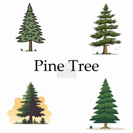 Téléchargez les illustrations : Pin arbre et pin cône vecteur conception - en licence libre de droit