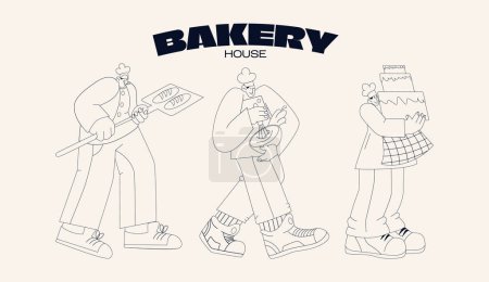 Illustration for Vector illustration of a group of bakers - Royalty Free Image