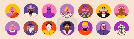 Illustration for Set of different avatars. flat vector illustration - Royalty Free Image