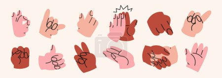 Illustration for A drawing of a hand with different gestures - Royalty Free Image