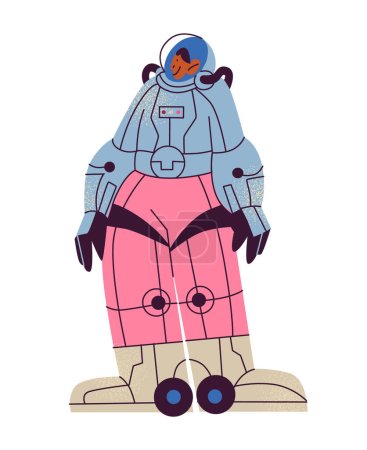 Ilustración de Cartoon y2k personaje robot del futuro en el estilo de los años 90. Héroes en trajes espaciales, trajes de hierro, tecnologías futuras, máquinas digitales. Cartel marco Memphis - Imagen libre de derechos