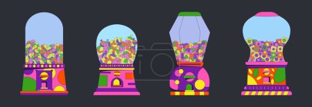 Illustration for A gummy machines with a lot of gummies inside - Royalty Free Image