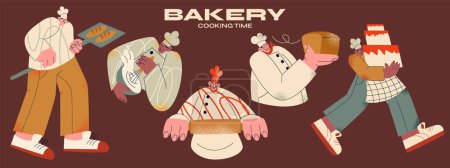 Téléchargez les illustrations : Ensemble vectoriel de boulangers. illustration vectorielle - en licence libre de droit