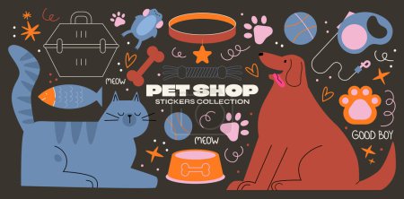 Illustration for Set of vector icons for pet shop - Royalty Free Image