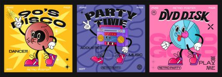 Illustration for Set of retro party posters ,vector illustration. - Royalty Free Image
