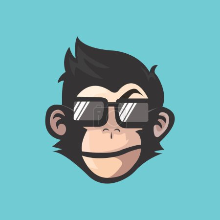 Téléchargez les photos : Conception de logo de tête de singe vecteur conception de logo de tête de primate vecteur - en image libre de droit