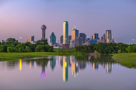 Photo for Springtime Serenity: 4K Image of Dallas, Texas, Viewed from the Tranquil Trinity River - Royalty Free Image