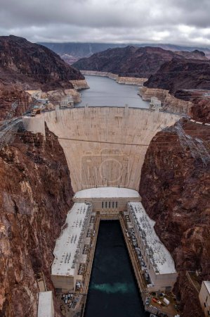 Photo for Unprecedented Views: 4K Image of Traffic on Hoover Dam Road Amidst Record Low Water Levels - Royalty Free Image