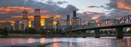 Photo for 4K Image: Portland, Oregon USA at Dusk, Glowing Cityscape Over the Willamette River - Royalty Free Image