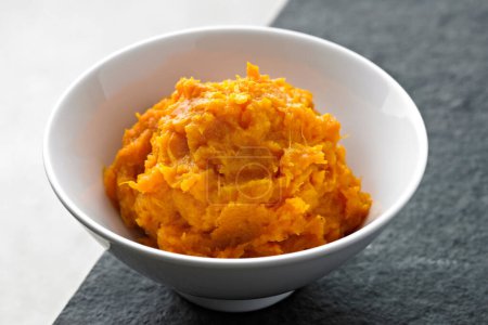 Creamy Delight: 4K Ultra HD Image of Close-Up of Mashed Pumpkin