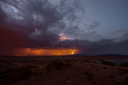 Electric Twilight: 4K Ultra HD Image of Stormy Weather Lightning at Sunset