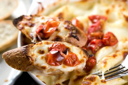 Close-Up 4K Ultra HD Image of Bruschetta with Cheese - Stock Photography