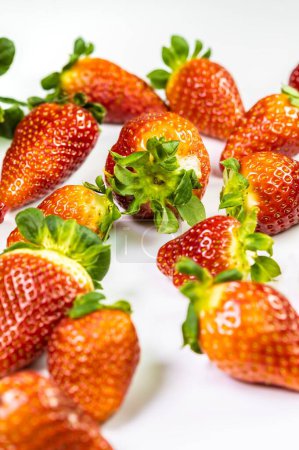 Photo for Close-Up Fresh Strawberries on White Background: 4K Image - Royalty Free Image