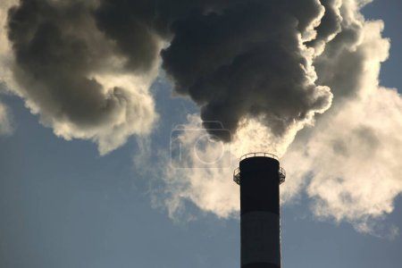 Industrial Emissions: Factory Chimney Emitting Pure Carbon Dioxide (4K image)