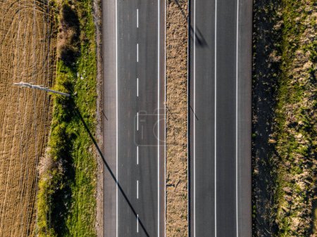 Aerial View of Asphalt Highway Road - 4K UHD Image