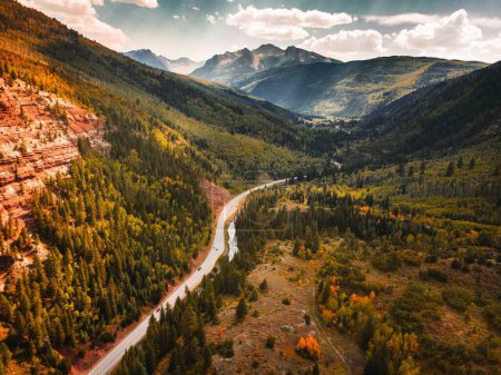 Route forestière : Vue aérienne de la route le long de la forêt nationale Willamette aux États-Unis - Photo Ultra HD 4K