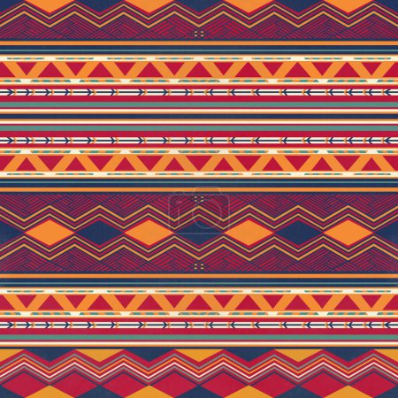 Photo for Ethnic vintage retro oriental geometric style seamless pattern. Abstract traditional folk. Ikat tropical texture textile background. Abstract hand drawing. - Royalty Free Image