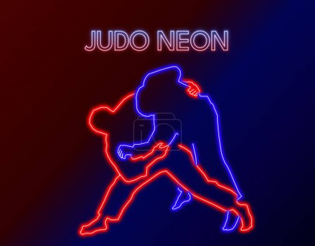 Téléchargez les illustrations : Judo néon, tatami lutte - en licence libre de droit