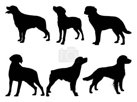 Ilustración de Set de Brittany perro silueta vector de arte - Imagen libre de derechos