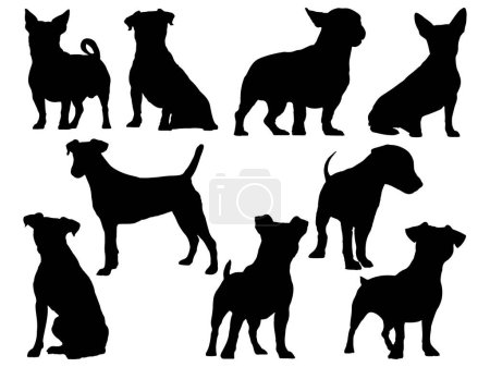 Illustration for Set of Jack Russel terrier dog silhouette vector art - Royalty Free Image