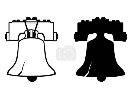 Illustration for Set of Liberty Bell Icons silhouette vector art - Royalty Free Image