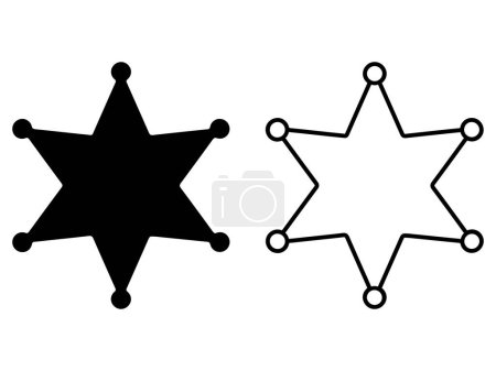 Set of Sheriff stars silhouette vector art