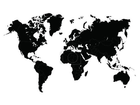 Illustration for Layered world map silhouette vector art - Royalty Free Image