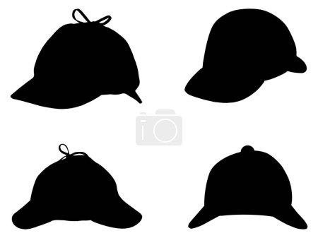 Ilustración de Conjunto de Detective sombrero silueta vector arte - Imagen libre de derechos