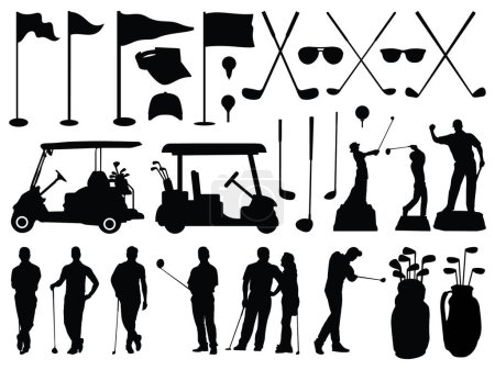 Ilustración de Conjunto de golf silueta paquete vector arte - Imagen libre de derechos