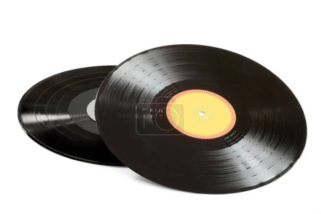Photo for Vinyl record close up isolated on a white background. - Royalty Free Image