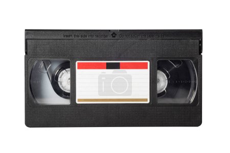 VHS video tape isolated on white background. Close-up.