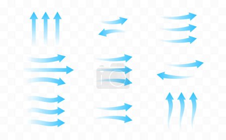 Illustration for Arrows indicating the direction of fresh air. Vector icons - Royalty Free Image