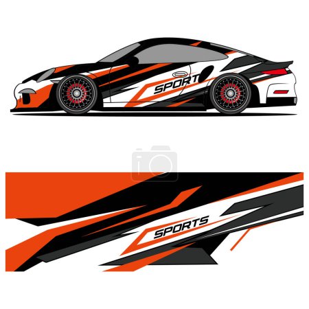 Abstract graphic design of racing vinyl sticker for racing car advertising