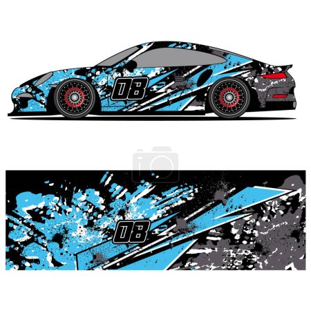 Abstract graphic design of racing vinyl sticker for racing car advertising