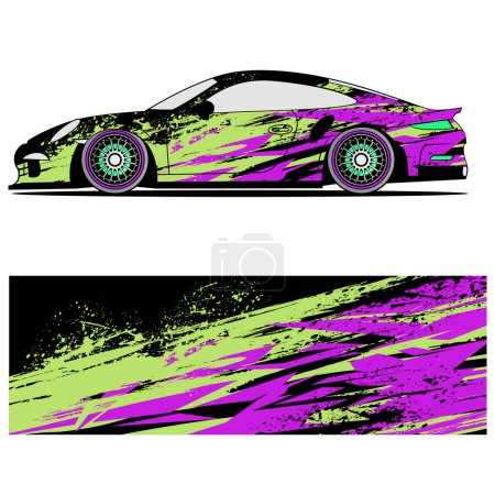 Illustration for Abstract graphic design of racing vinyl sticker for racing car advertising - Royalty Free Image