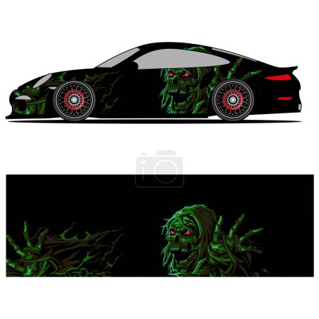 Illustration for Abstract graphic design of racing vinyl sticker for racing car advertising - Royalty Free Image