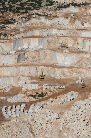 A marble quarry and working machinery. Burdur, Turkey.