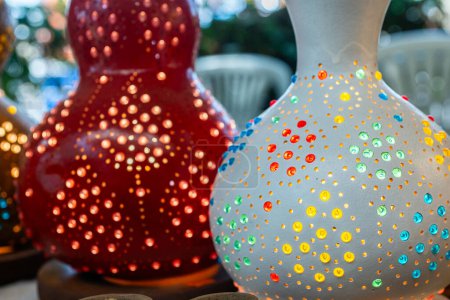 Decorative lamps made of calabash.