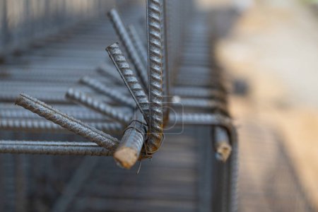 Photo for Construction steel rebar at building site. - Royalty Free Image