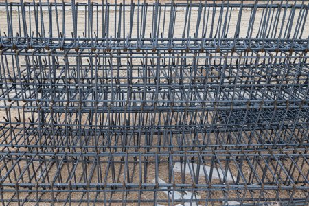 Photo for Construction steel rebar at building site. - Royalty Free Image