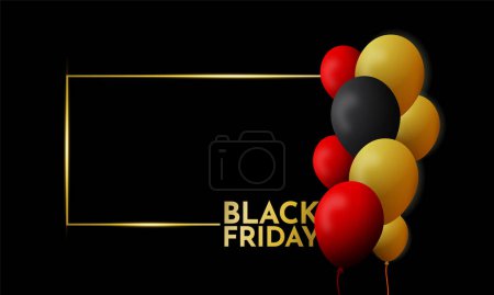 Illustration for Modern black friday sale banner with realistic balloons - Royalty Free Image