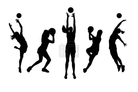 Illustration for Set of silhouettes of netball sport - Royalty Free Image