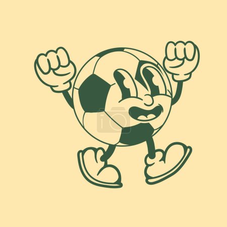 Téléchargez les illustrations : Design de caractère vintage de ballon de football - en licence libre de droit