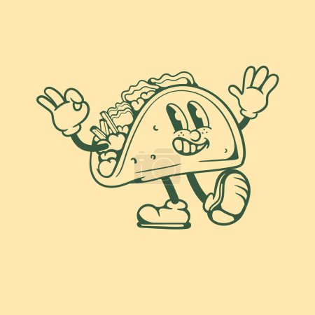 Téléchargez les illustrations : Design de caractère vintage de taco - en licence libre de droit