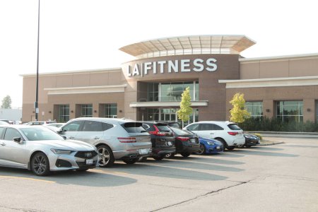 Photo for La fitness gym large building that says la fitness on its front in summer exterior outside - Royalty Free Image