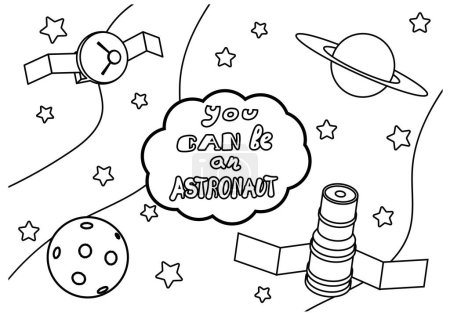 Lindo y divertido telescopio para colorear, satélite, planeta. Proporciona horas de diversión para colorear para los niños. Colorear esta página es muy fácil. Los niños se lo pasarán bien. Dibujar inspira confianza en la consecución de objetivos.