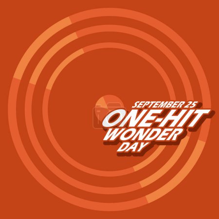 Photo for Old style design banner with circles forming a vinyl record illustration, with bold text on dark orange background to commemorate One-Hit Wonder Day on September 25 - Royalty Free Image