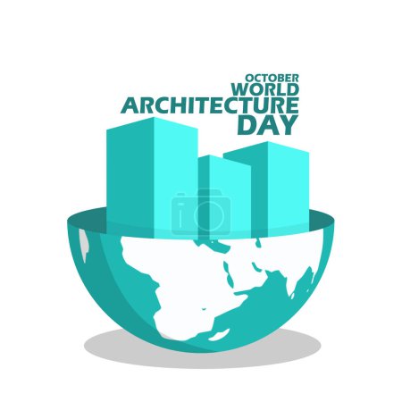 Photo for Illustration of a building emerging from the earth, with bold text on white background to commemorate World Architecture Day on October - Royalty Free Image
